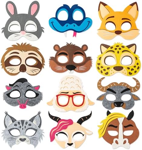 Andi Cppss Animals Police Officer Felt Mask - 12PCS Bunny Fox Rabbit Police Officer Felt Mask Children Zoo Character Cosplay Party Masks Birthday Dress Up Party Supplies for Boys and Girls Role Play