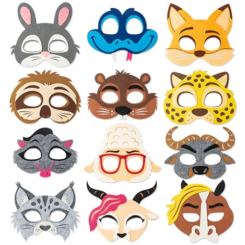 Andi Cppss Animals Police Officer Felt Mask - 12PCS Bunny Fox Rabbit Police Officer Felt Mask Children Zoo Character Cosplay Party Masks Birthday Dress Up Party Supplies for Boys and Girls Role Play