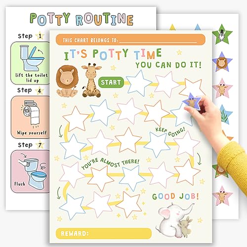 Tableau apprentissage propreté enfants filles garçons avec calendrier autocollants animaux