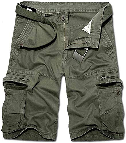 APEXFWDT Men's Over Knee Length Cargo Shorts, Summer Outdoor Fishing Hiking Shorts Durable Carpenter Cargo Utility Shorts Xxxxl Army Green