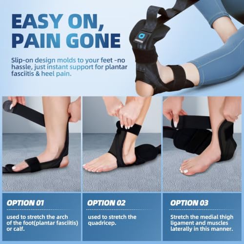 comness Foot and Calf Stretcher-Stretching Strap For Plantar Fasciitis, Heel Spurs, Foot Drop, Achilles Tendonitis & Hamstring. Yoga Foot & Leg Stretch Strap. (Black) - Image 5