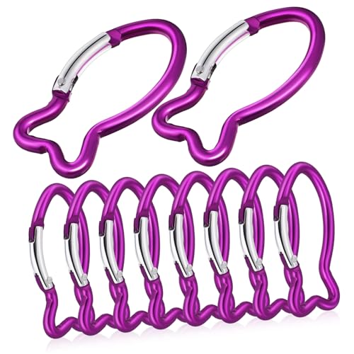 Mousquetons à ressort en aluminium violet Toyvian pour clés et camping x10