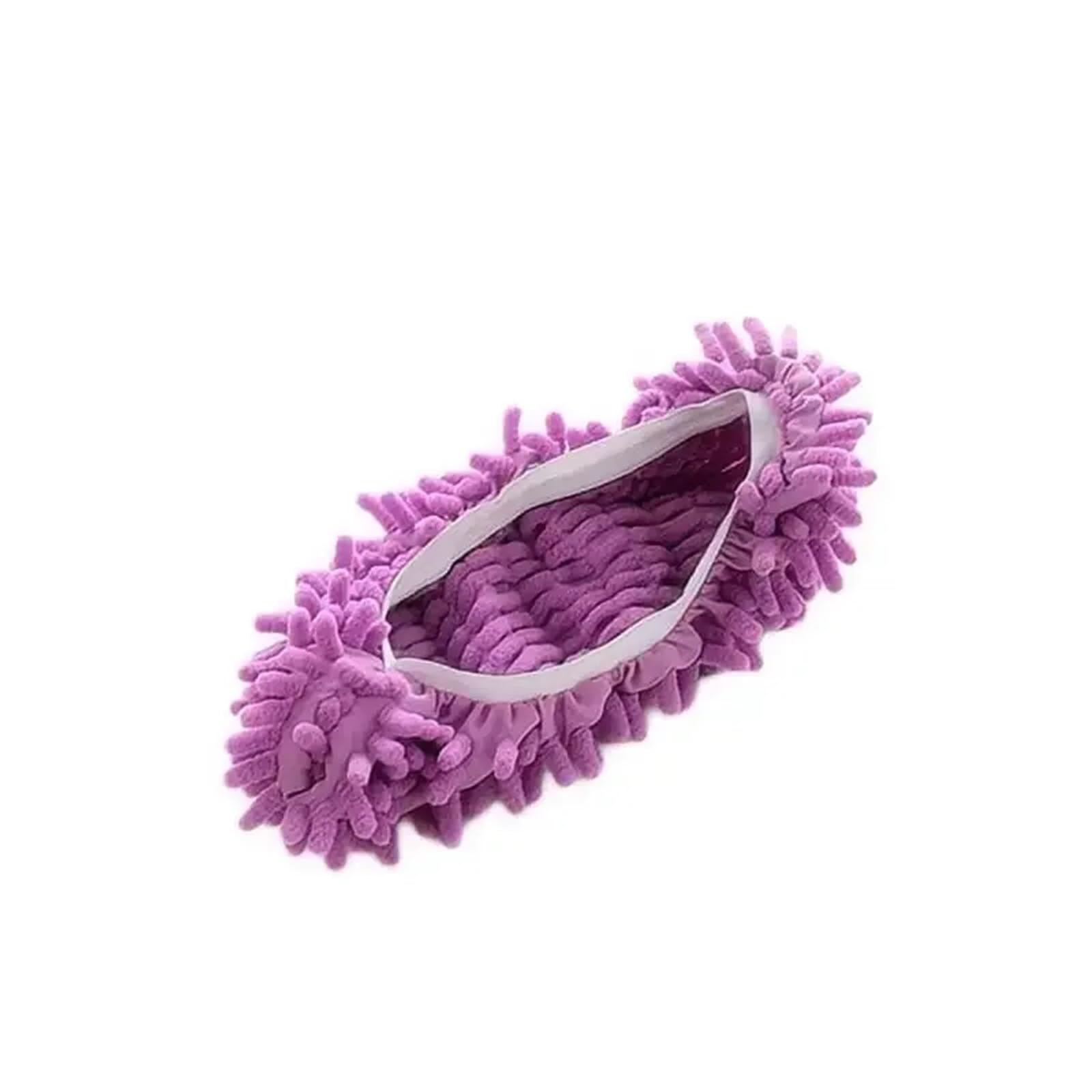 Mop Slippers Cleaning Mopping Shoes Water Uptake Foot Socks(Purple-1Pc)