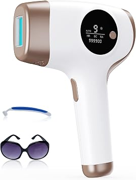 IPL Laser Hair Removal Device - 9 Energy Levels, 999,900 Flashes for Face/Back/Bikini/Body - HR/SC/RA Compatible