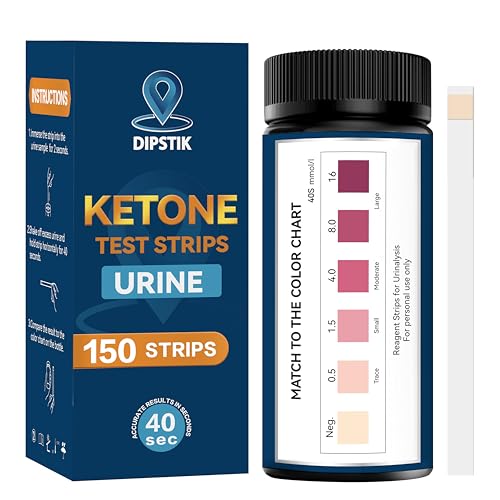 DIPSTIK Ketone Test Strips, 150 Strips Keto Strips Urine Test for Ketosis Home Quick and Accurate Results