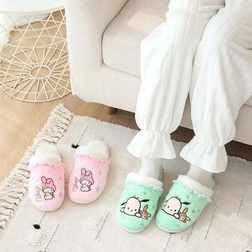 Roffatide Cartoon Cute Plush Open Back Floor Slippers Indoor Shoes Fuzzy Slippers with Rubber Sole for Women2