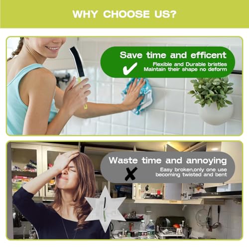 Image of Crevice Cleaning Brush for Home Kitchen Bathroom, PBT Hard Bristle Crevice Brushes for Gaps, and Corners, Toilet, Sink, Window, and Household Cleaning (2Pcs Black+1White)
