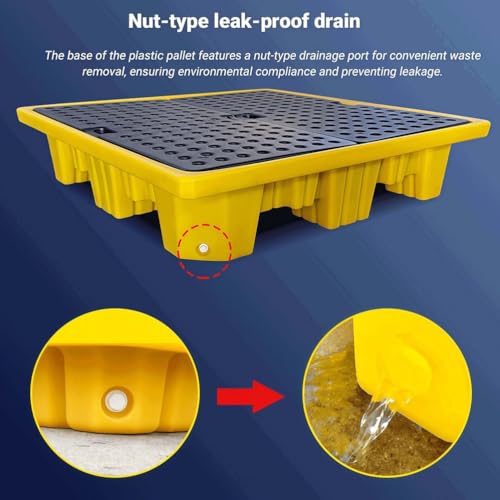 Bac de rétention étanche pour hydrocarbures avec grilles, idéal pour le stockage industriel de fûts et la prévention des déversements - Robuste et durable, 1250 x 1050 x 160 mm, pour une séc