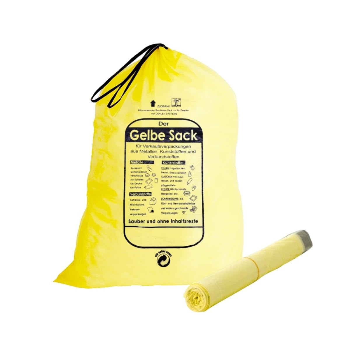 ARLI 650x Gelber Sack Säcke mit praktischem Zugband 90L HDPE Müllsäcke gelb/transparent Duales System Wertstoffsack 620x880 mm 15µ (50 Rollen je 13 Stück)