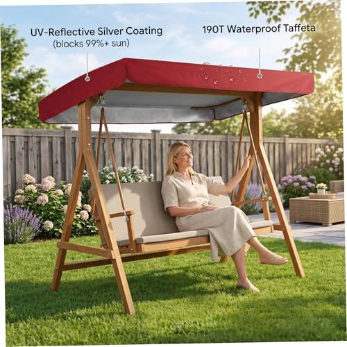 Toldo de repuesto para columpio jardín impermeable de 84x48 pulgadas 4