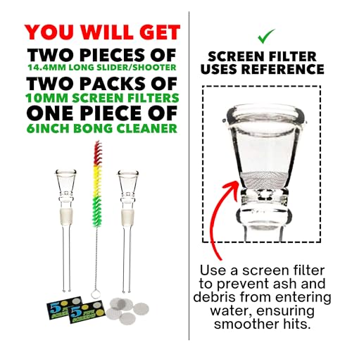 Image of OutonTrip Glass Shooter Bong Accessory | Male Shooter - Pack of 2 | 14.4mm Slider for Waterpipe Bongs
