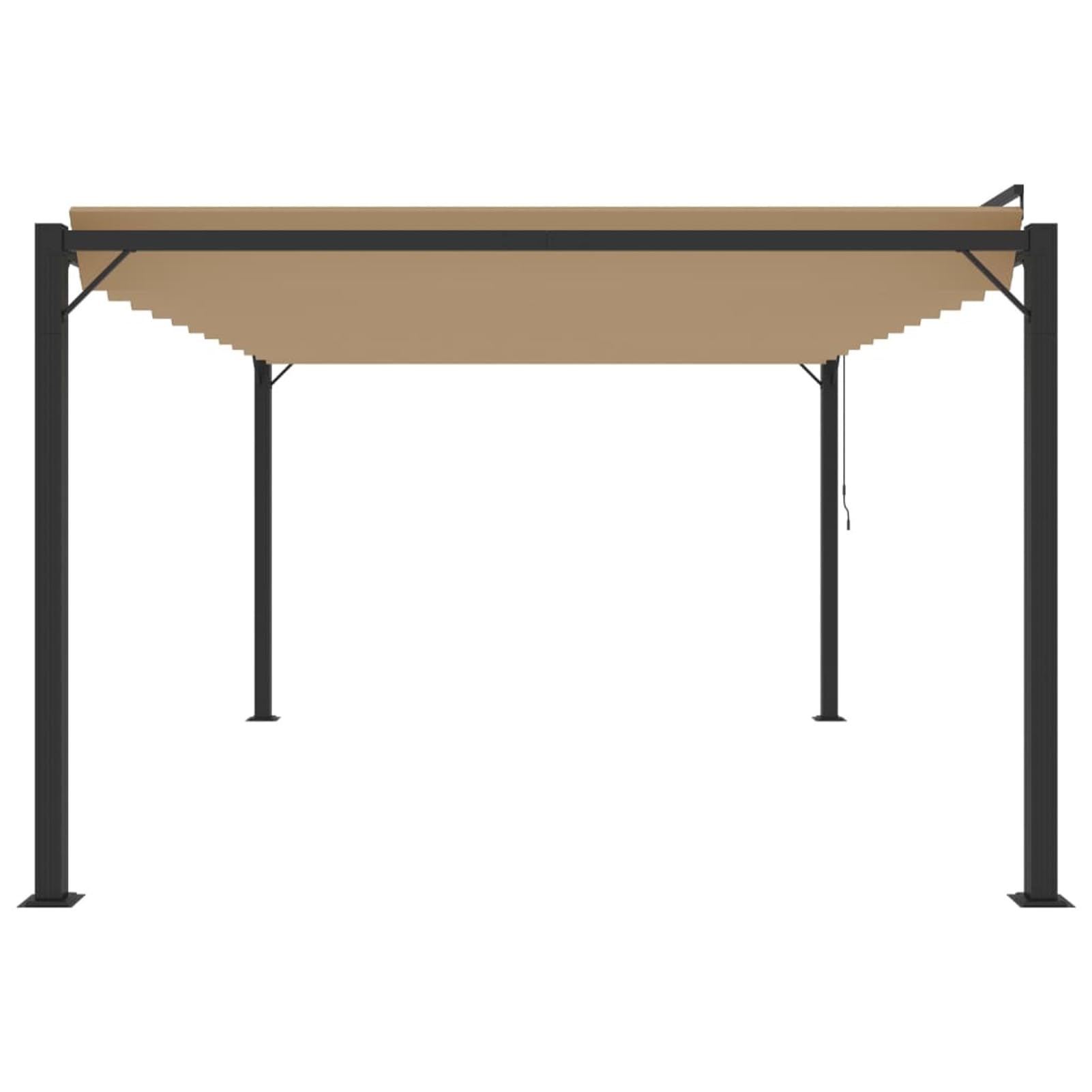 Pavillon mit Lamellendach, Gartenpavillon, Pop-Up Partyzelt, Festzelt, Pavillon, Garden Decoration, Canopy Tent, Lagerzelt, 3x4 m Taupe Stoff und Aluminium