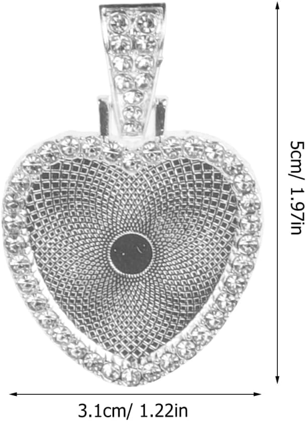 SEWACC Rhinestone Bezel Pendant Trays Set 12 Sets Heart Shaped Pendant Trays Bezels with Glass Cabochons for Photo Sublimation Craft Jewelry Making - Image 5