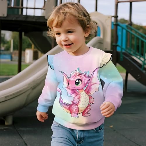 Girls Sweatshirts Stylish Long Sleeve Pullover Crewneck Tops Shirts Ruffle Comfortable for Girls 1-8 Years Old3
