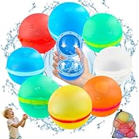 8 Stück Bunt Wasserbomben Selbstschließend, Eine Sekunden Schnellfüller Magnet wiederverwendbare wasserbomben, Wasserspielzeug Kinder Outdoor, Wasserball Splash Bälle pool Spielzeug