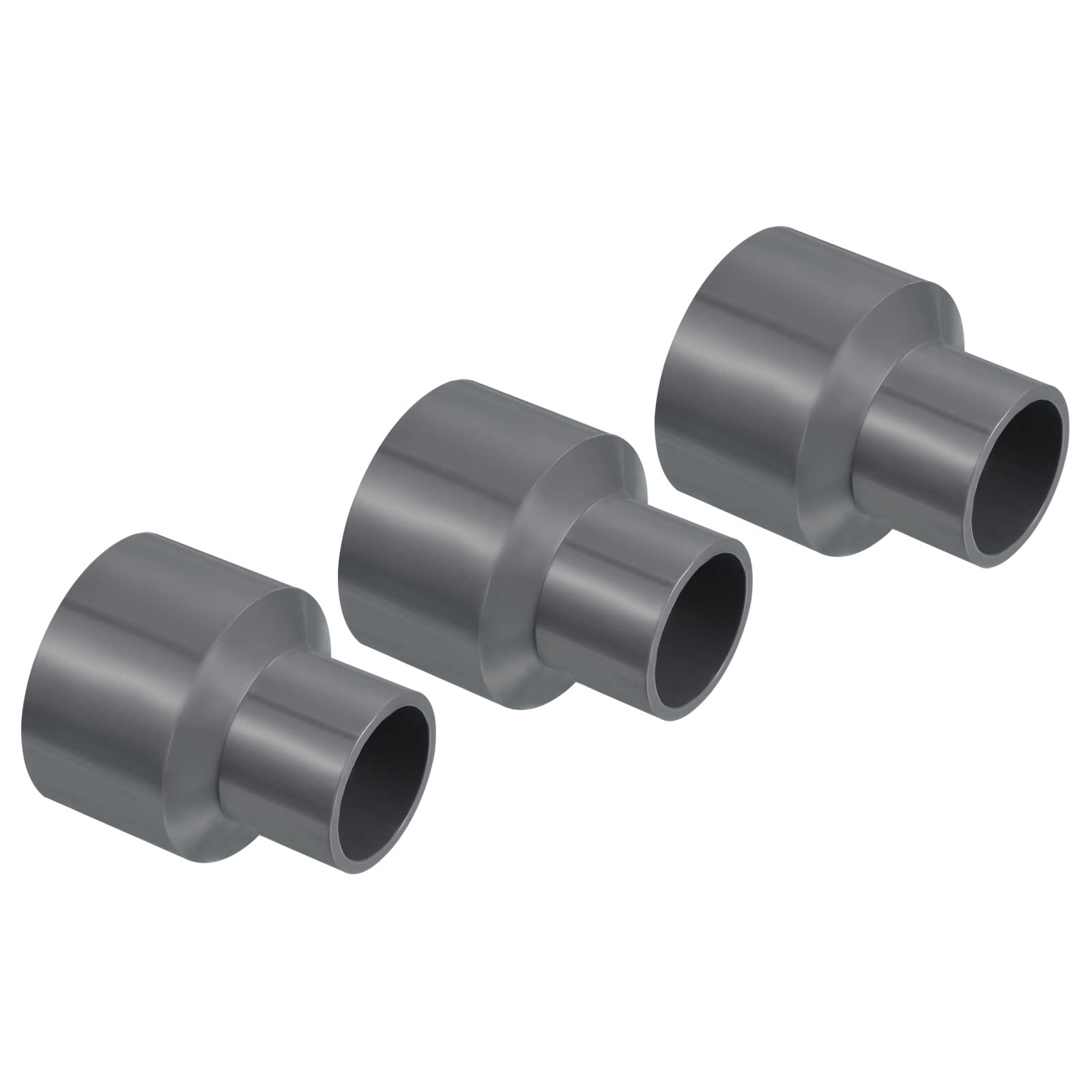 PATIKIL PVC Reductor Tubo Montaje 50x32mm, 3 Paquete Recto Acoplamiento Adaptador Conector, Gris — view 33