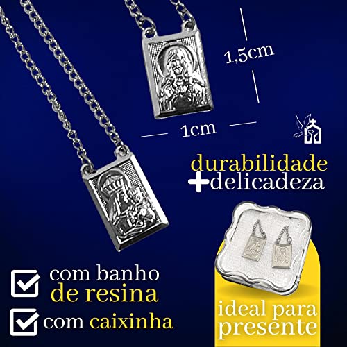 Escapulário Folheado a Prata Nossa Senhora do Carmo Delicado Feminino Masculino