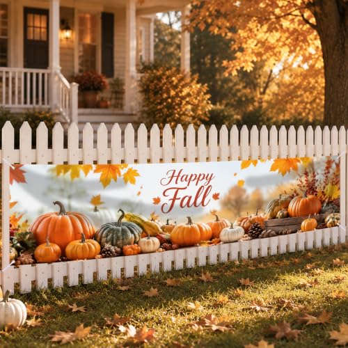 Image of Nuxovilar Happy Fall Banner,78.7 inchx17.7 inch Polyester