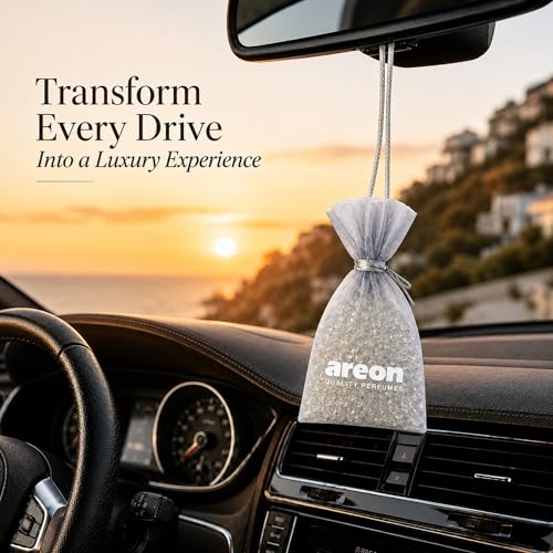 Image of AREON Pearls Lux Platinum Air Freshener Pack of 3 - Premium Perfume Beads for Car, Home, Office, Long Lasting Fragrance - Odor Eliminator - Luxury Scent Freshener for Small Spaces