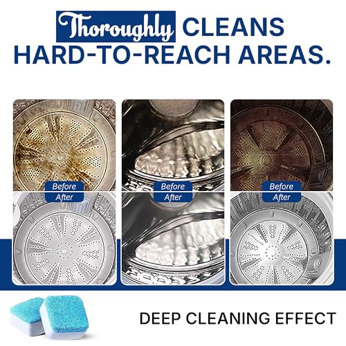 Image of Washing Machine Cleaner Tablets - 24-Pack Deep Cleaning & Descaler for HE, Front Load & Top Load washer cleaner tablets, Septic-Safe, 12-Month Supply