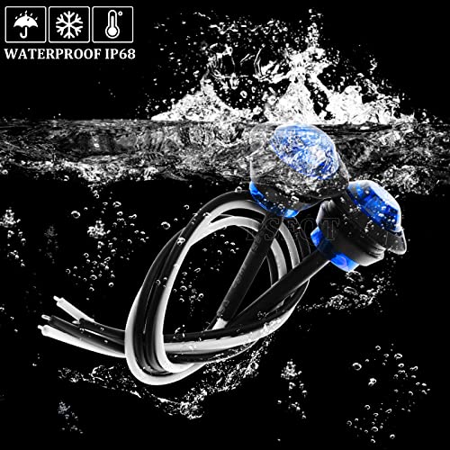 Pseqt 3/4" Round Led Side Marker Clearance Lights Front Rear Top Marker Indicators Tail Light Waterproof For Trailer Truck Car Bus Van Pickup Rv Wrangler Atv Utv (20Pcs Blue Led Lights) #TOP3