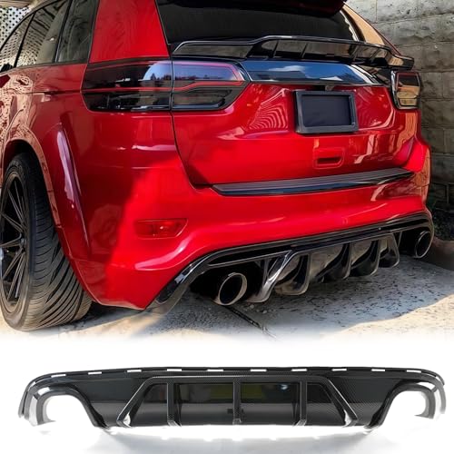skkyoro Rear Bumper Diffuser 3Pcs for Jeep Grand Cherokee SRT 2014 2015 2016 2017 2018 2019 2020 2021 Rear Lower Bumper Lip Diffuser Spoiler (Carbon Fiber Print)