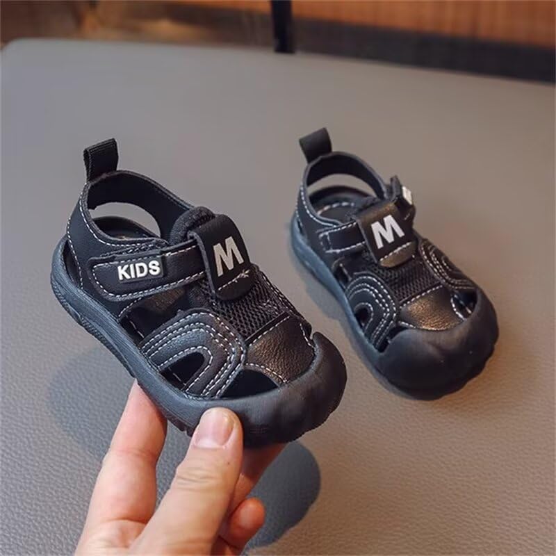 Zonkacen Little Boy Anti Skid Closed Toe Fashion Casual Sport Sandals for Summer Outdoor Walking Running Beach Aqua Wading School Holiday Black Infant 3.5
