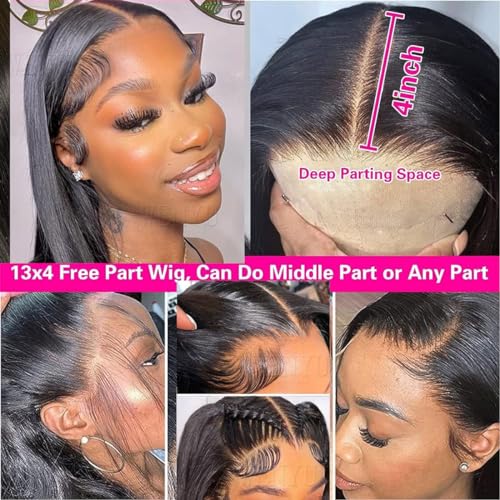 26 inch Straight Lace Front Wigs Human Hair Wig Pre Plucked 13x4 Straight Human Hair Wigs For Black Women Human Hair Wig Straight Frontal Wigs Human Hair Lace Front Wigs - Image 4