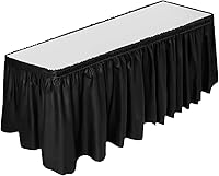 Vista 1 de DecorRack Falda de mesa, 29 pulgadas x 14 pies, sin BPA, desechable, reutilizable, rectangular, color negro (paquete de 1)