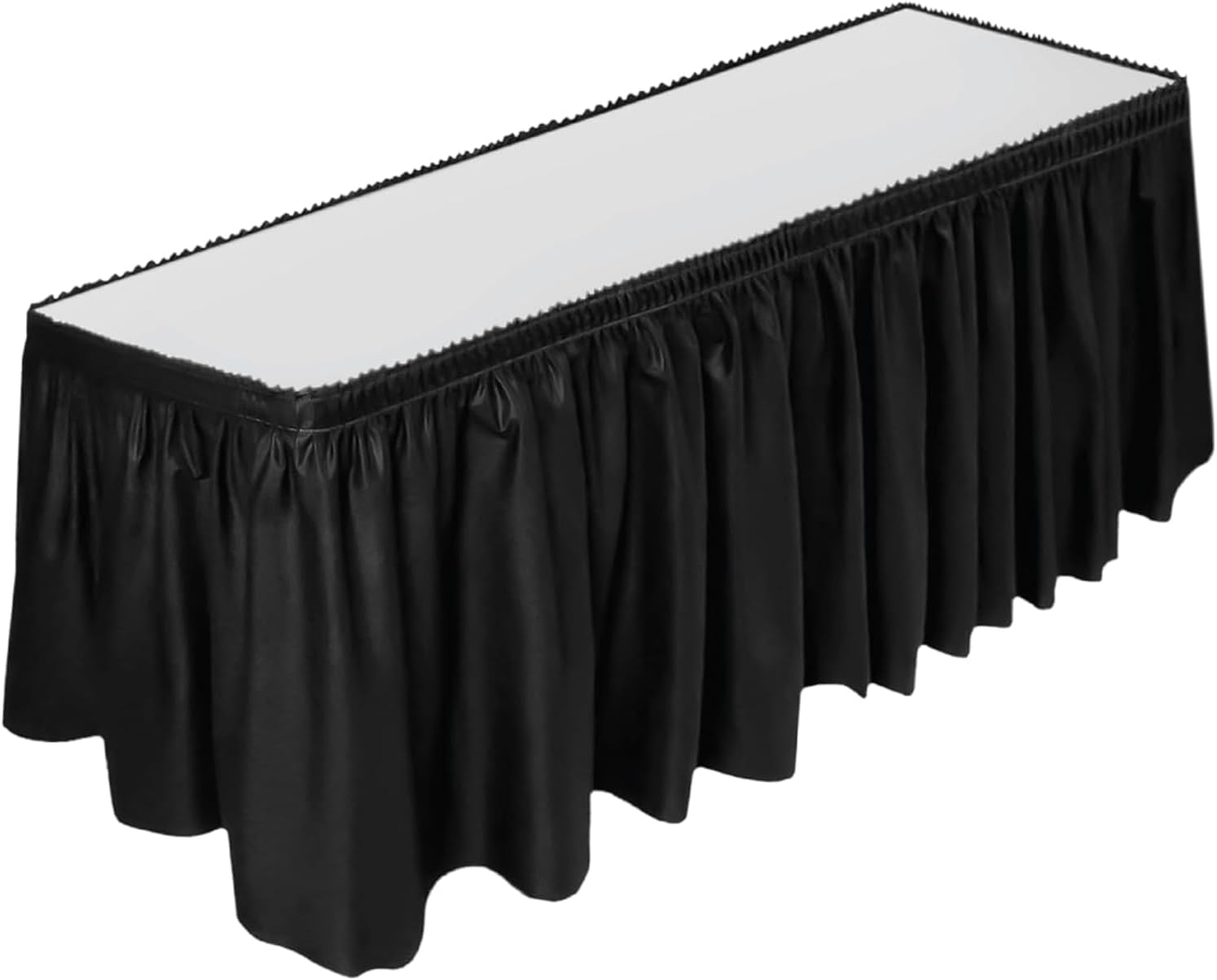 DecorRack Table Skirt, 29 in x 14 ft -BPA Free- Plastic Tableskirt, Disposable, Reusable, Rectangular Tablecloth Skirt, Black (1 Pack)