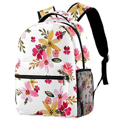 Sac à dos motif floral aquarelle léger pour éviter les cahiers écrasés