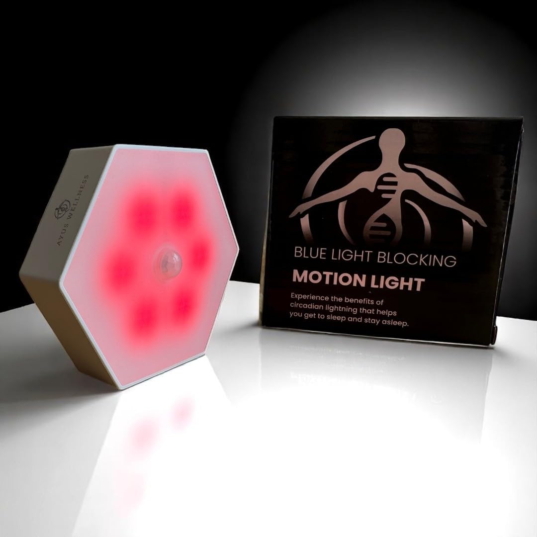 Ayus Wellness Blue Light Blocking Motion Light, Red Night Light with Motion Sensor, Timer Settings, White, Default Title