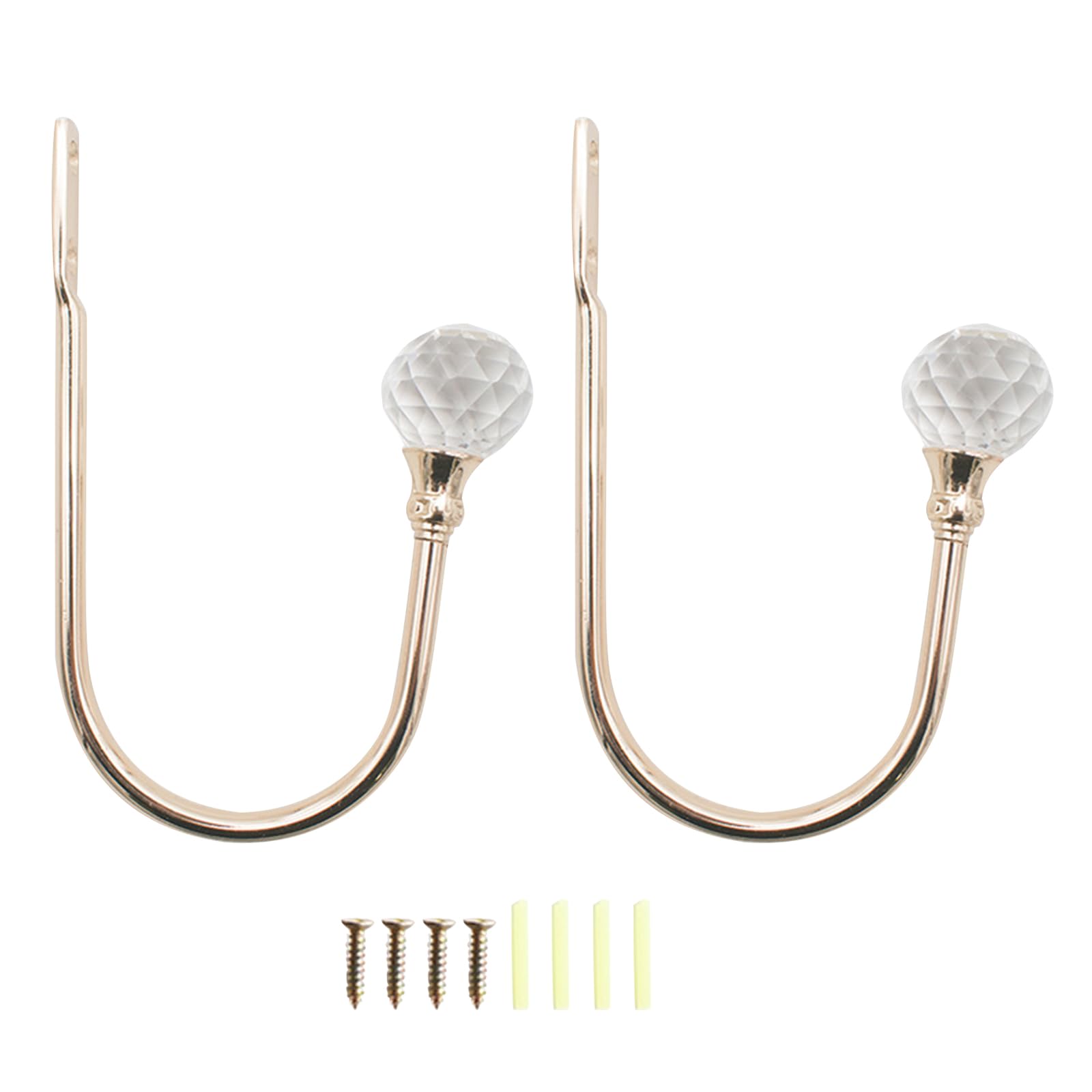 Tsophreniq 2Pcs U Shape Crystal Curtain Tieback Multifunction Hangable Wall Hook for School Window Wall Door Decor Holdback