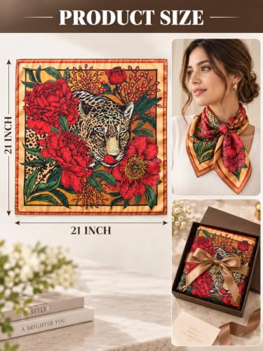 Image of Ravaiyaa - Attitude is everything Women Printed Silk Bandana 21 x 21 Inch Square Headband & Hair Wrap, Soft & Versatile | Fashion Neck Wrap