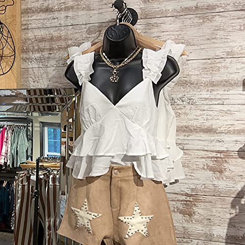 White Hanging Female Mannequin Torso 4Pcs Dress Form Sewing Manikin, 30 Inch Female Molded Shatterproof Shapely Torso Form Hollow Back Body Torso Dress Form & 2 Hanging Hook For T-Shirt Display #TOP5