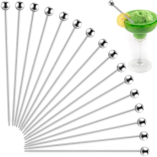 20Pcs Cocktail Picks Stainless Steel, 4 Inch Reusable Metal Cocktail Skewers Olive Martini Pick, for...