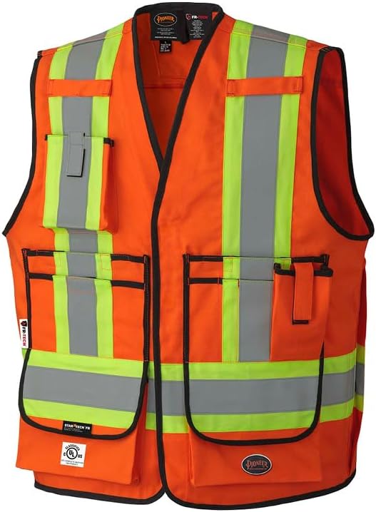 Pioneer Hi Vis FR Surveyor's Safety Vest - Flame Resistant ARC Rated - Reflective - for Men and Women