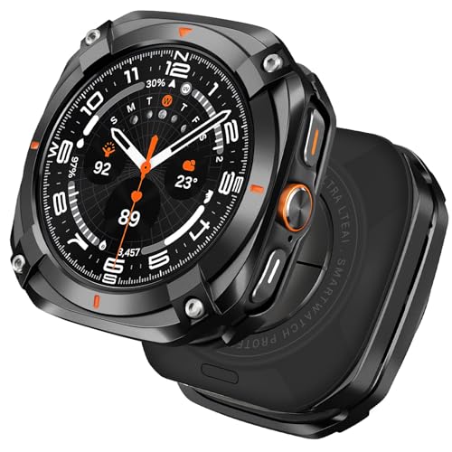 Coque Samsung Galaxy Watch Ultra 47mm HITZEE en métal robuste noir orange