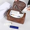 Leather Toiletry Bag, Etercycle Hanging Wash Bag PU Travel Toiletry Bag Waterproof Bathroom Bag for Men and Women Travel Makeup Organizer (Brown) #5