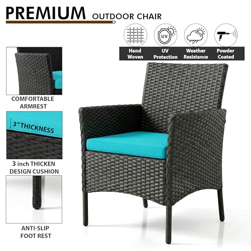 Image of OUTLIVING Outdoor 4 Seater Sofa Set || Patio Furniture Sets || Balcony Sofa || Indoor Sofa || Wicker Rattan Garden Sofa Set with Cushion and Center Table (Black /Blue)