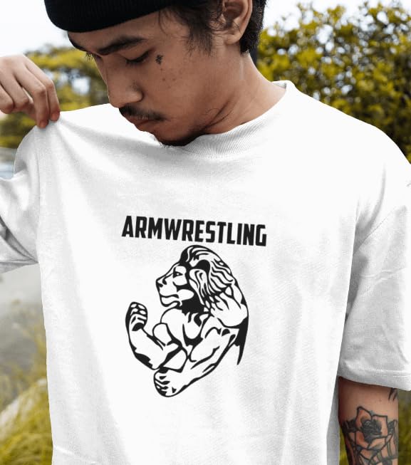 VASAL Arm Wrestling T-Shirt for Men & Women | Sweat-Absorbing Dotted Fabric | Unisex Gym & Combat Sports Tee | Breathable Activewear (in, Alpha, L, Regular) Black 4