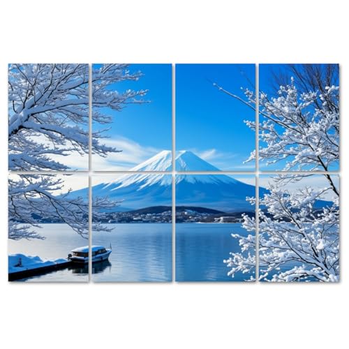 8 Pack Art Acoustic Panels Sound Absorbing Sunrise lake Kawaguchi ko Mountain Decorative Soundproof Wall Panels Self Adhesive for Home Recording Studios 48"x32" miniatura 1