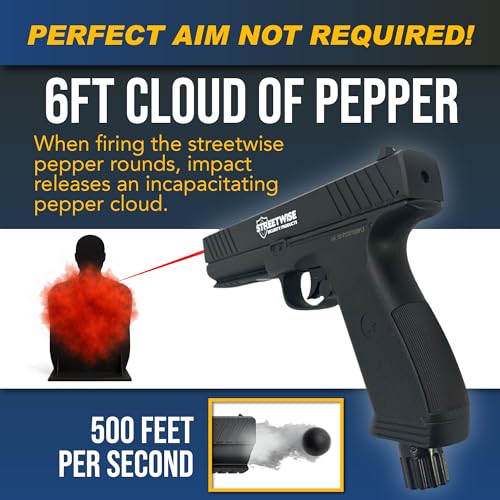 Streetwise Heat .50 Caliber Defense Launcher, Kinetic Impact Ball Gun - Personal Protection Pistol Includes 10 Rubber Balls, 10 Quicksilver Metal Composite Rounds, & 2 CO2 Canisters - Image 6