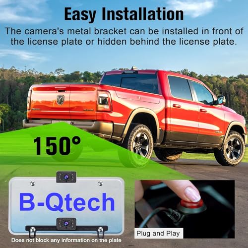 B-Qtech Wireless Backup Camera Digital Signal Rear View Monitor Kit 4.3'' HD 1080P Reverse Cameras for Car Truck RV Pickup Camper Van DIY Parking Guide Lines Waterproof Night Vision