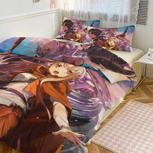 布団カバー シングル ソードアートオンライン SAO アスナ ユイ キリト 掛け布団カバー 3点セット 218x177cm かけ布団カバー 枕カバ マイクロファイバー あったか 柔らかい 肌に優しい 快適 ふとんカバー 長く使える摩擦耐久性 生地の縮みや型