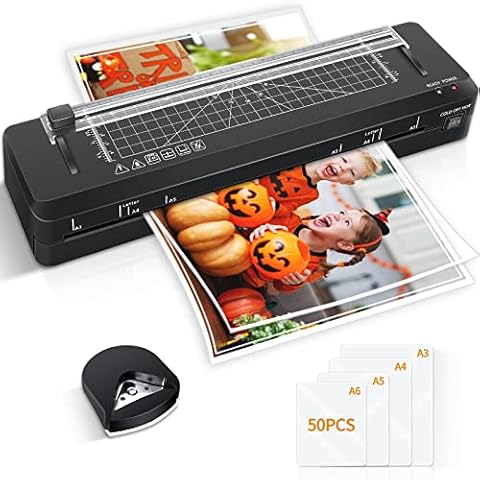Laminator A3 Laminator Machine with 50 Laminating Pouches,70s Fast Warm-up,13 Inches Cold and Thermal Laminator with Build in Cover