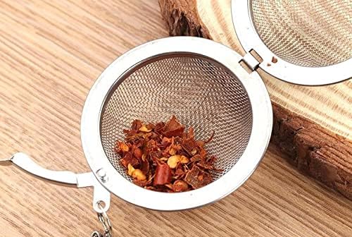 KOMUNJ 2 Pcs Stainless Steel Tea Strainer Food Grade Mesh Tea Filter, Tea Filter Spice Filter Ball Herbs Infuser with Extended Chain Hook, for Loose Leaf Tea and Spices Seasonings(4.5cm)