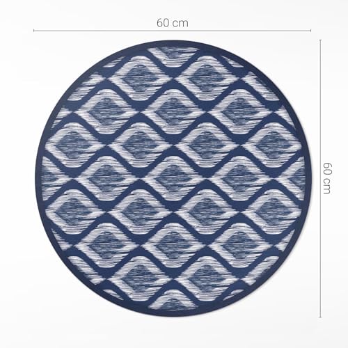 Tapis de sol cuisine et salon rond en PVC ø60 cm déco imitation tissu