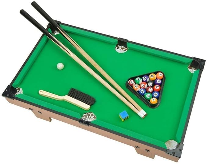 PIPBO Tabletop Pool Table with 15 Colored Balls- 1 cue Ball- 2 Pool Sticks- 1 Cube of Chalk, and Triangle for Kids | Indoor Games/Toy (Brush not a Included)-image-21