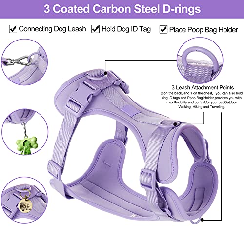 No Pull Lightweight Dog Harness: Adjustable Durable Breathable Mesh Pet Vest Harness With Soft & Comfortable Cushion, For Small Medium Large Dogs (Medium, Lilac) #TOP2